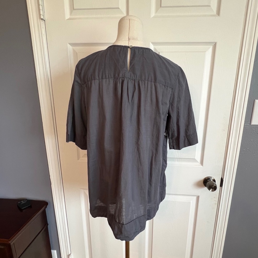Ivy Jane Gray Embroidered Floral Cotton Tunic Top Half Sleeve‎ Charcoal Womens S - Picture 3 of 9